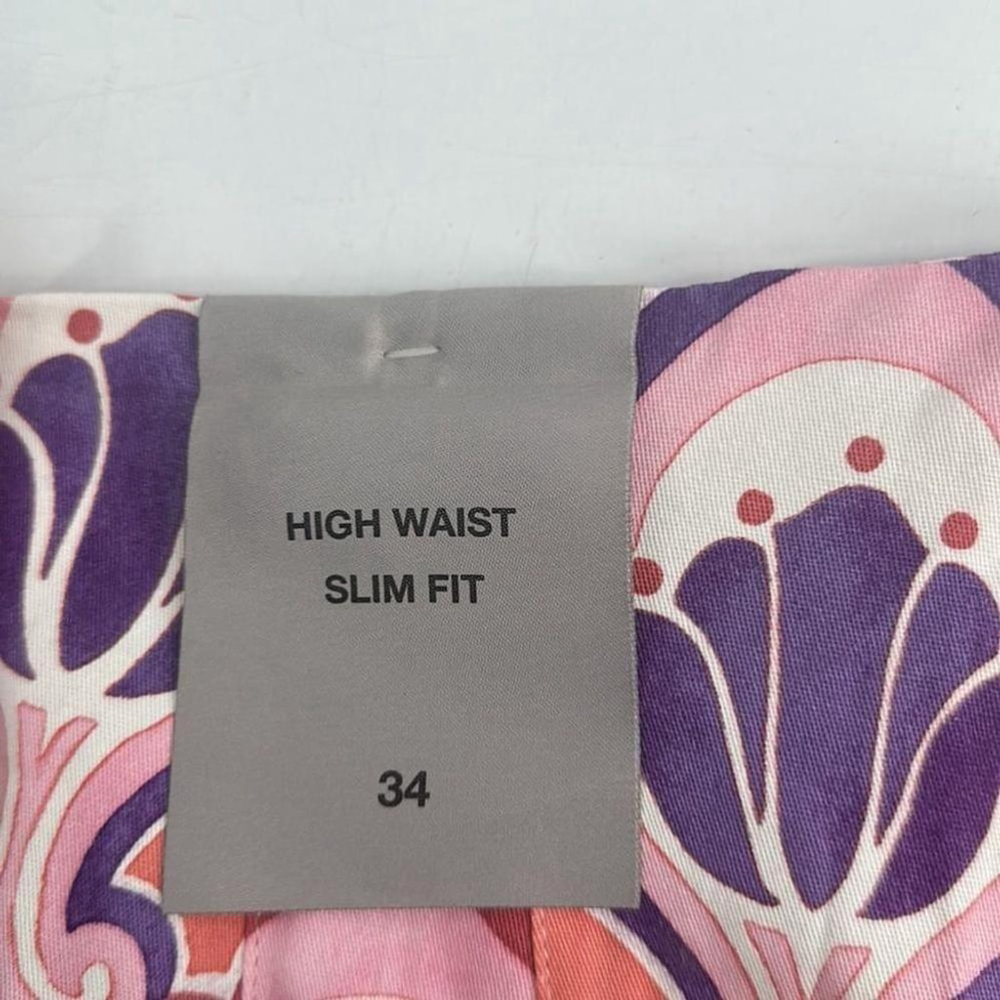 Zara Floral Chino Ankle Trouser Pants summer house vacation sz 2 NWT - Picture 7 of 9